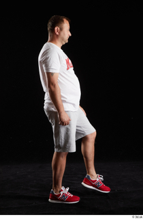 Louis  2 grey shorts red sneakers sports walking white…